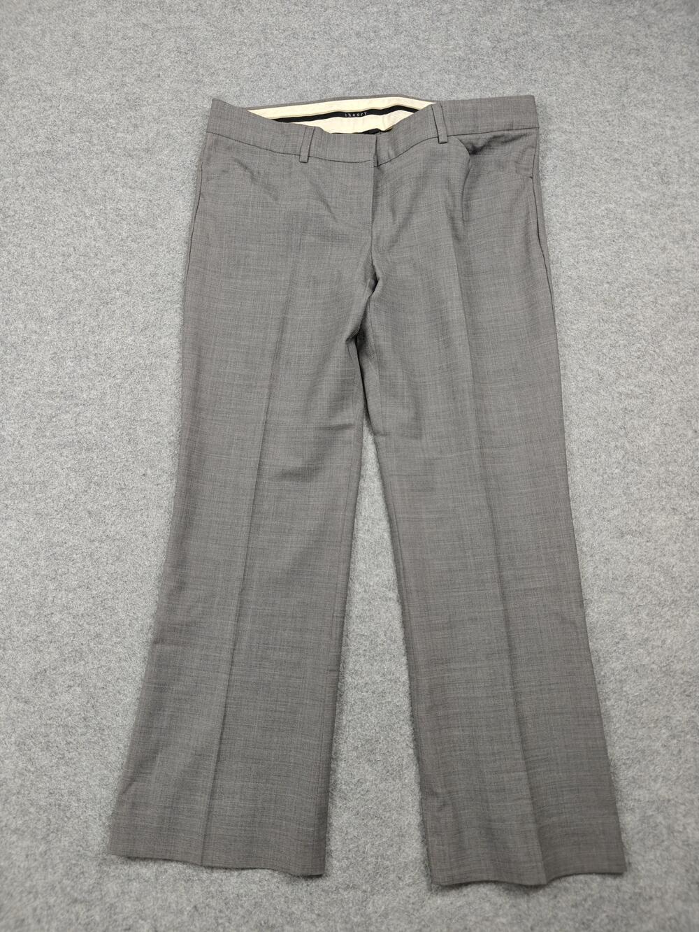 Theory Pants Womens 12 Gray Dress Pants Straight Leg Stretch Twill Business